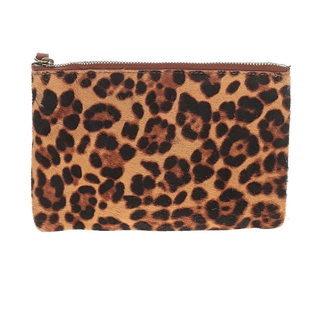 Madewell Leopard Print Leather Zip Cowhide Pouch - Brown, Black & Tan